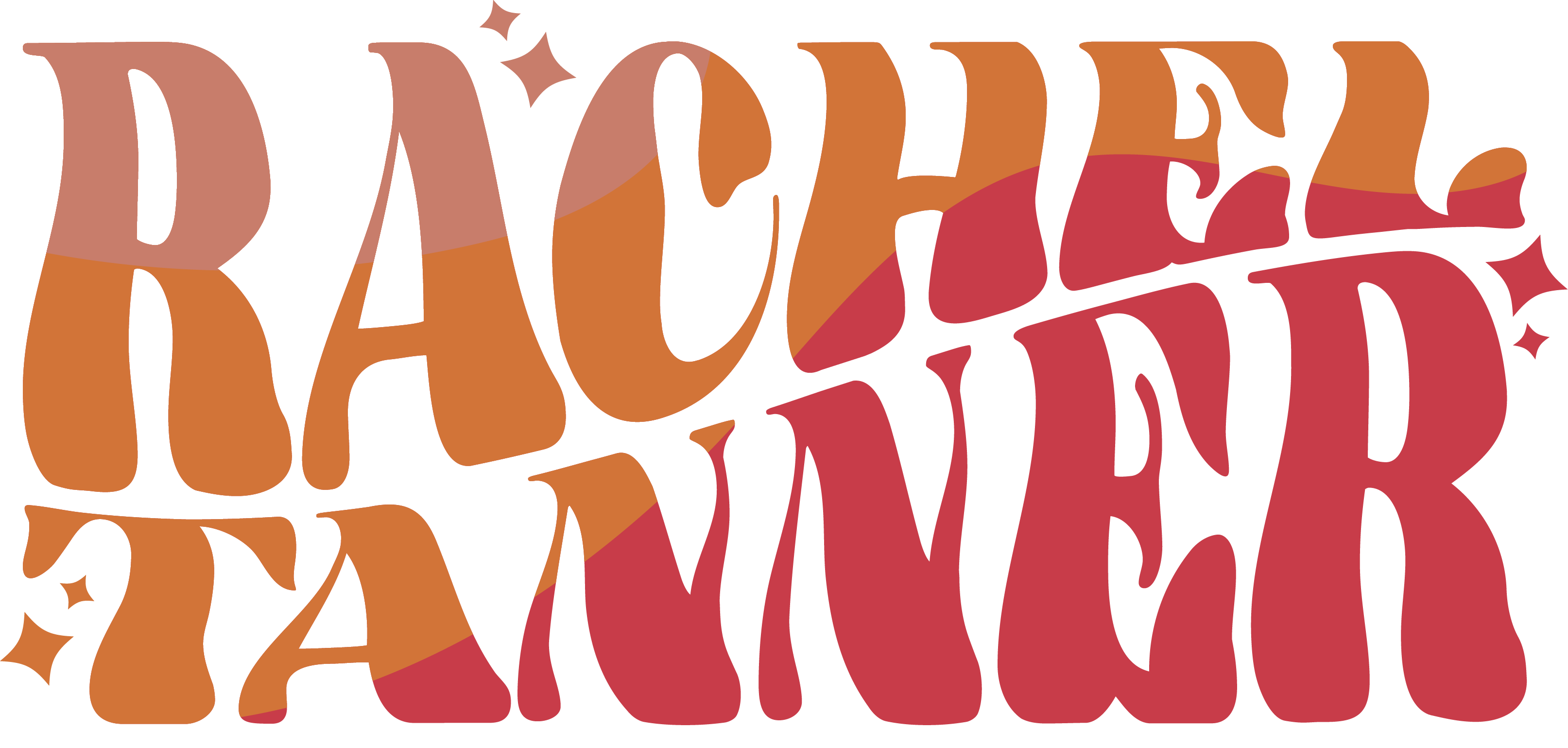 retro font orange magenta and pink Rachel Tanner logo